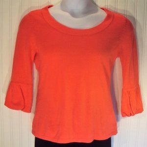 Cato Lightweight Knit Top Womens Size L Tangerine Bell 3/4 Sleeve Round Neckline